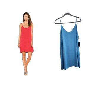 NWT REVOLVE Michael Lauren Tank Thin Spaghetti Strap Slip Mini Dress Blue Sz S